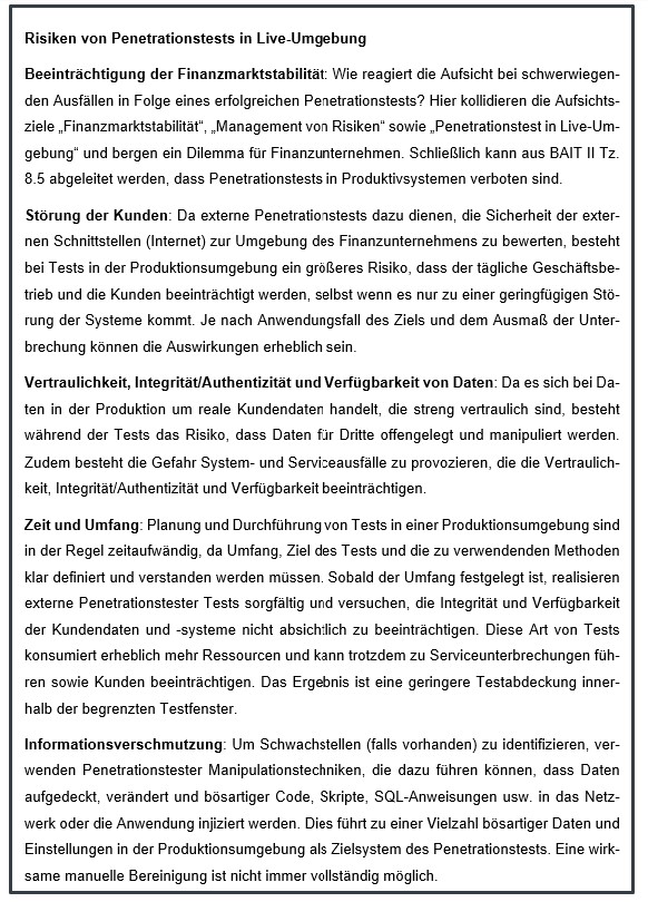 Risiken von Penetrationstests in Live-Umgebung
